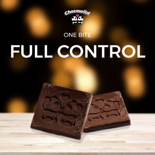 chocowild bar under spotlight on dark background