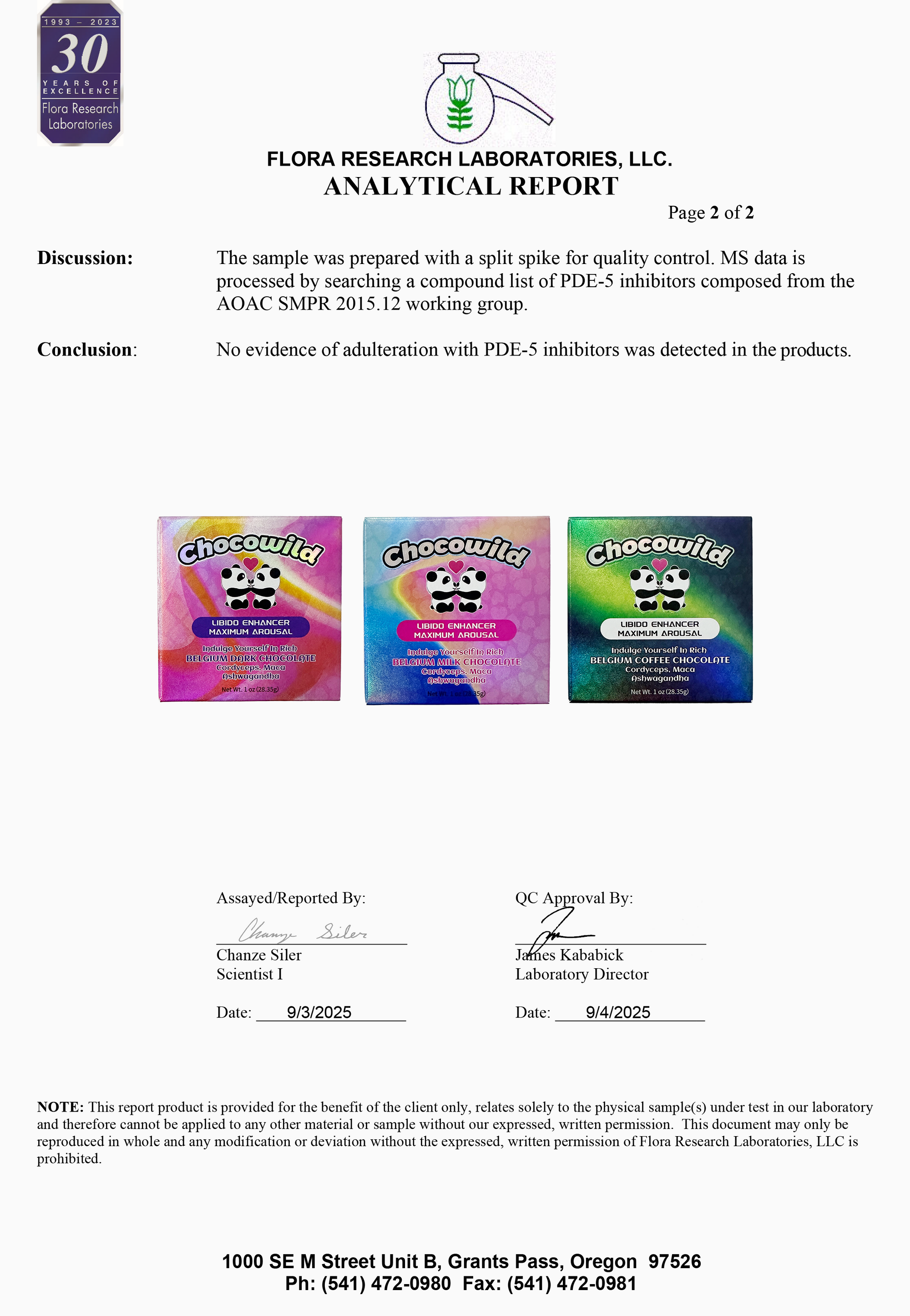 Chocowild Product Certificates Page 2